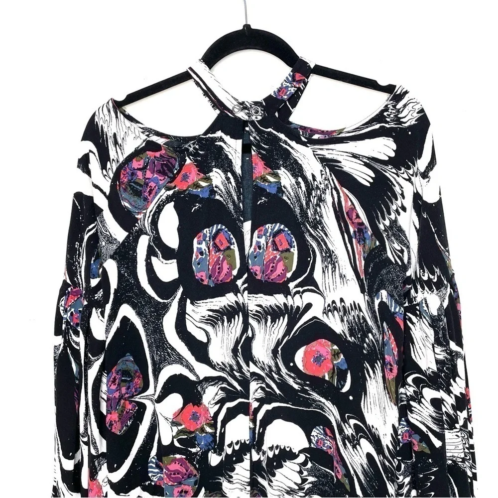 Free People Drift Away Cold Shoulder Tunic‎ Top Multicolored